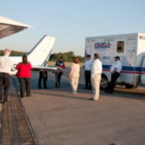 EMS and relief team coordinate by aircraft in Woodward, OK