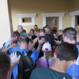 Volunteers gather in prayer during Honduras medical mission