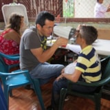 Vision screening at a medical mission clinic in Honduras