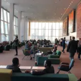 Delegates gather in a United Nations lounge in New York