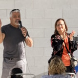 Mission team addresses a community at an aid event in Juárez