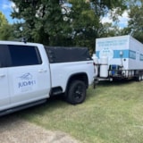 Judah 1 truck tows relief trailer for Florida Helene response