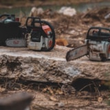 Chainsaws staged for debris clearing after Kerrville floods