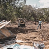 Relief crews clear flood debris in Kerrville, Texas for recovery