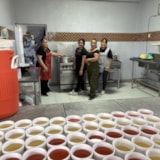 School kitchen team prepares drinks for students in Juárez