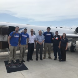 Relief team stands by plane amid Hurricane Dorian in the Bahamas