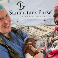 Samaritan's Purse medical team cares for mother and newborn